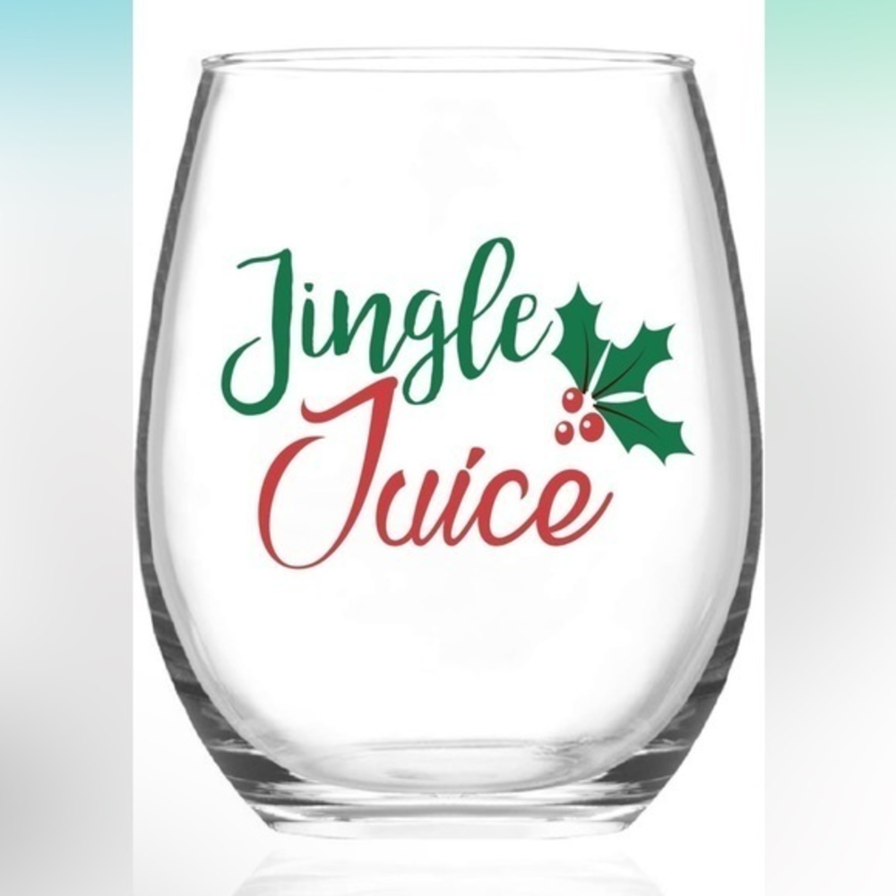 NEW Jingle Juice Christmas Holiday Stemless‎ Wine Drinking Glass